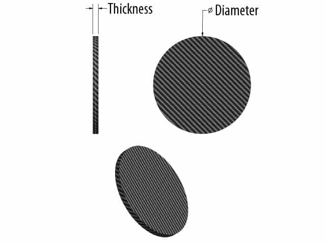 Carbon Fiber Discs – .070" Thick X ~5" Diameter (4.5" Usable) – Black Epoxy Laminate Sheets